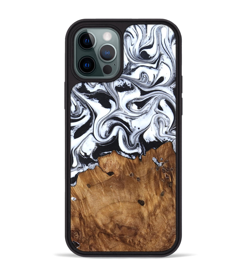 iPhone 12 Pro Max Wood Phone Case - Jerad (Black & White, 827623)