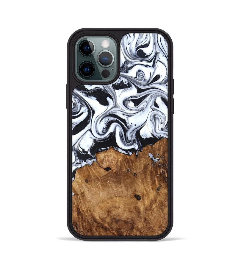 iPhone 12 Pro Wood Phone Case - Jerad (Black & White, 827623)