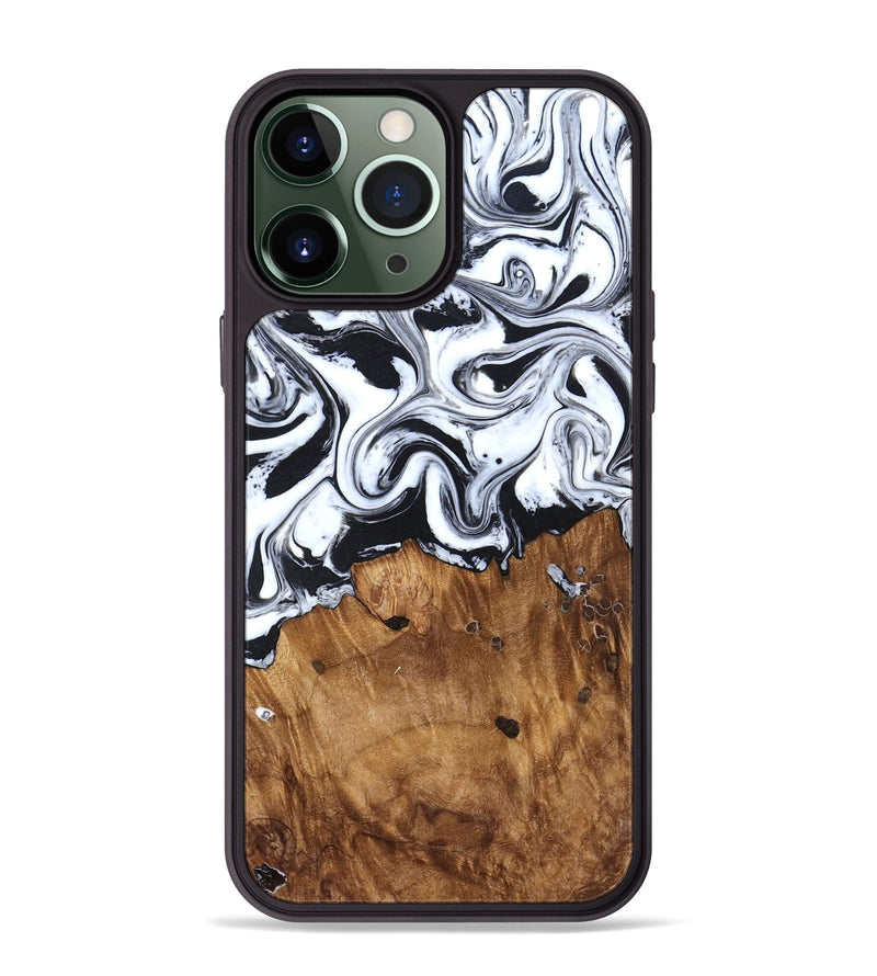 iPhone 13 Pro Max Wood Phone Case - Jerad (Black & White, 827623)