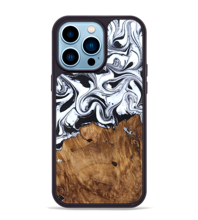 iPhone 14 Pro Max Wood Phone Case - Jerad (Black & White, 827623)
