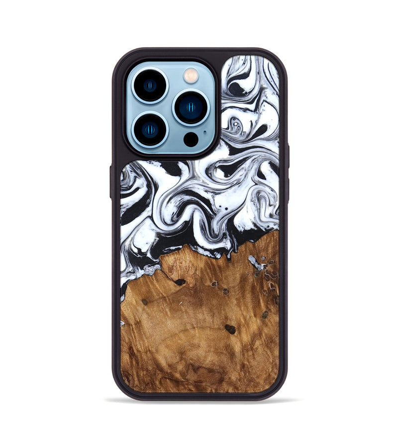 iPhone 14 Pro Wood Phone Case - Jerad (Black & White, 827623)