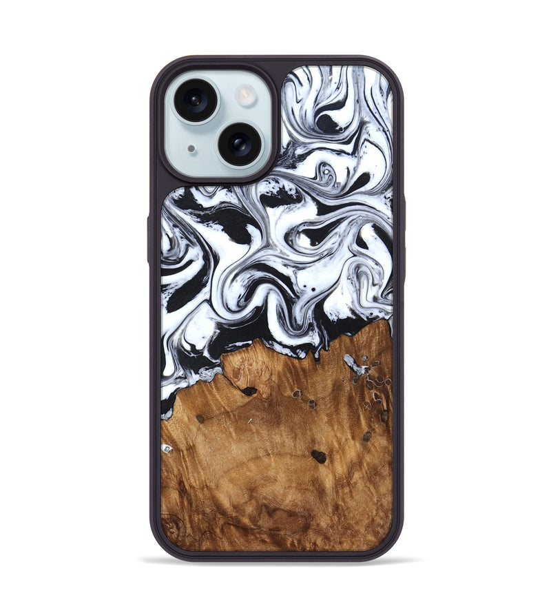 iPhone 15 Wood Phone Case - Jerad (Black & White, 827623)
