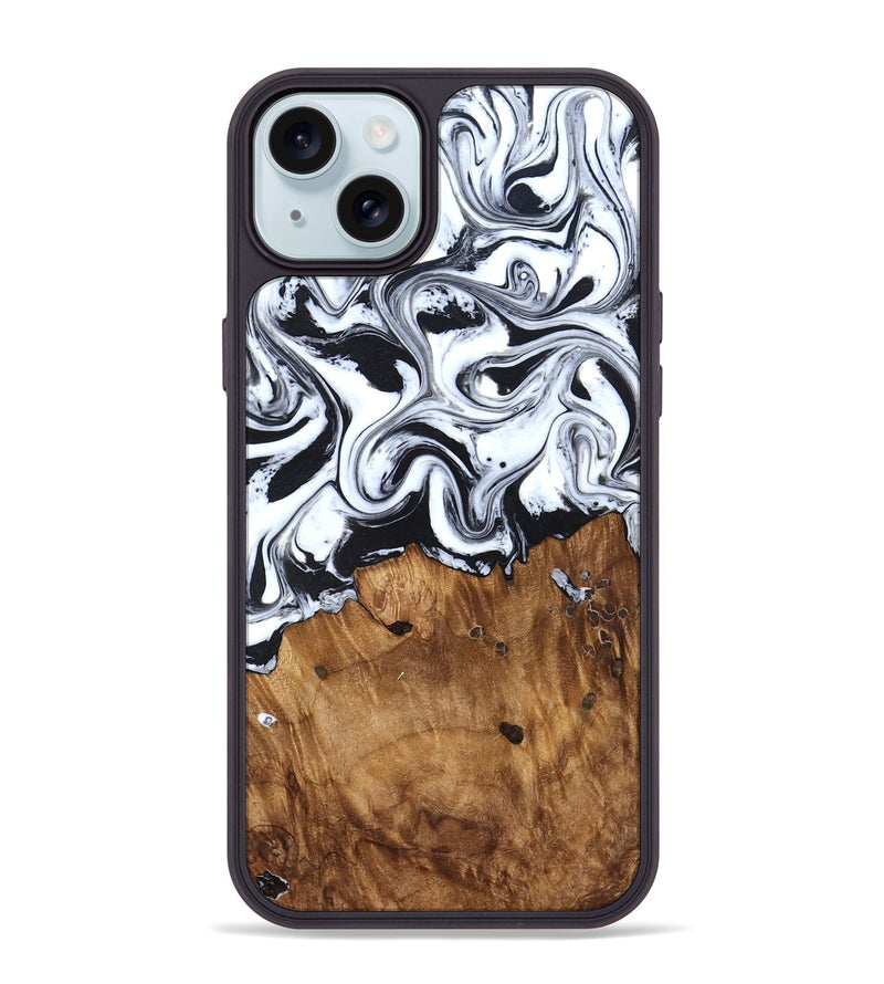 iPhone 15 Plus Wood Phone Case - Jerad (Black & White, 827623)