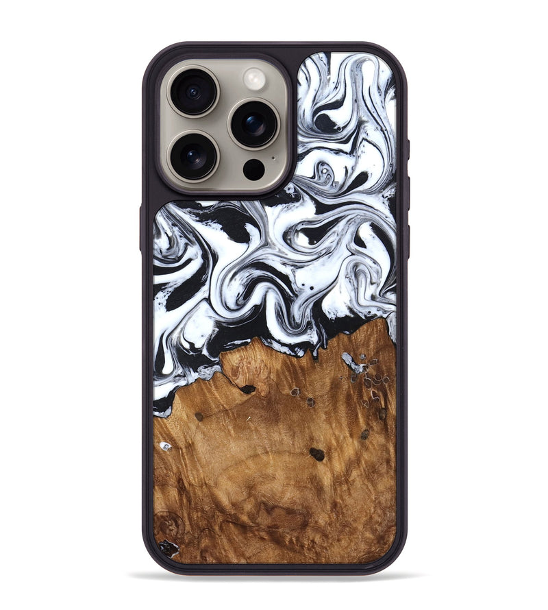 iPhone 15 Pro Max Wood Phone Case - Jerad (Black & White, 827623)