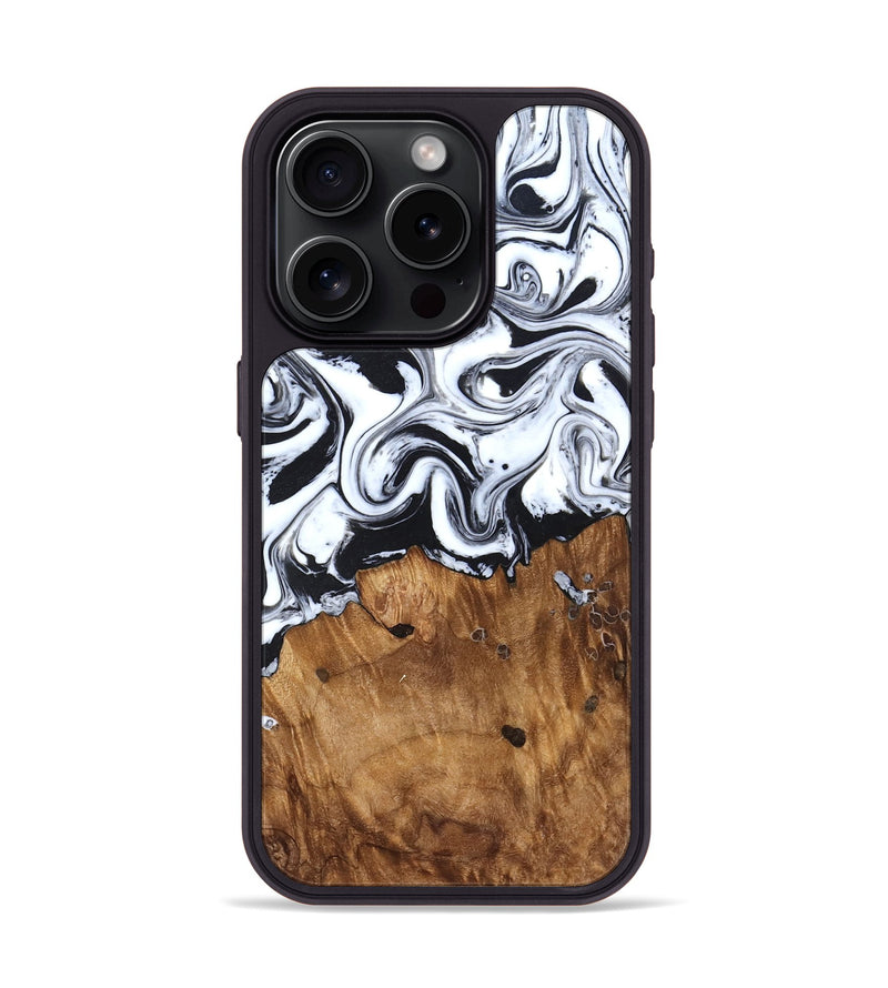 iPhone 15 Pro Wood Phone Case - Jerad (Black & White, 827623)