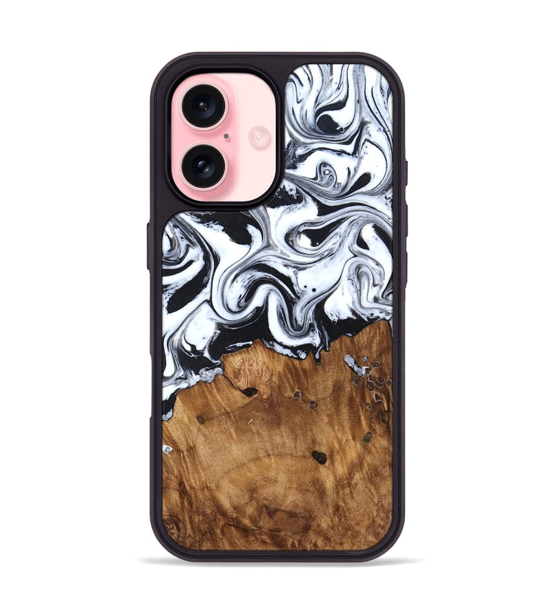 iPhone 16 Wood Phone Case - Jerad (Black & White, 827623)