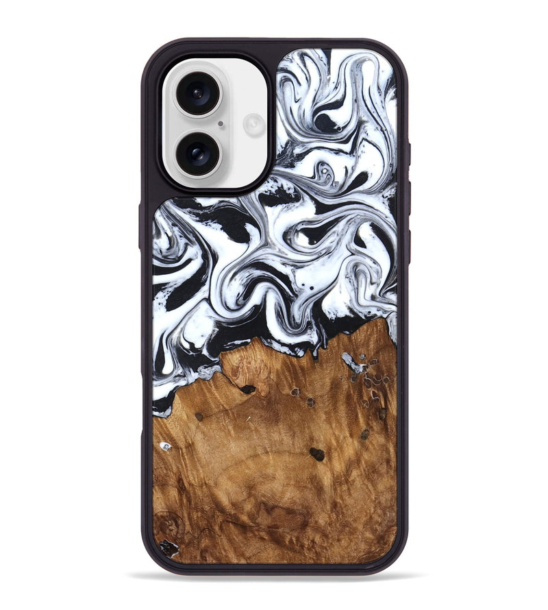 iPhone 16 Plus Wood Phone Case - Jerad (Black & White, 827623)