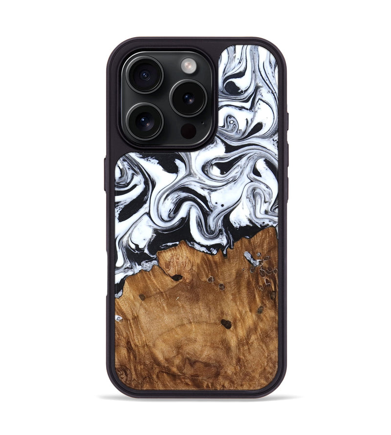 iPhone 16 Pro Wood Phone Case - Jerad (Black & White, 827623)