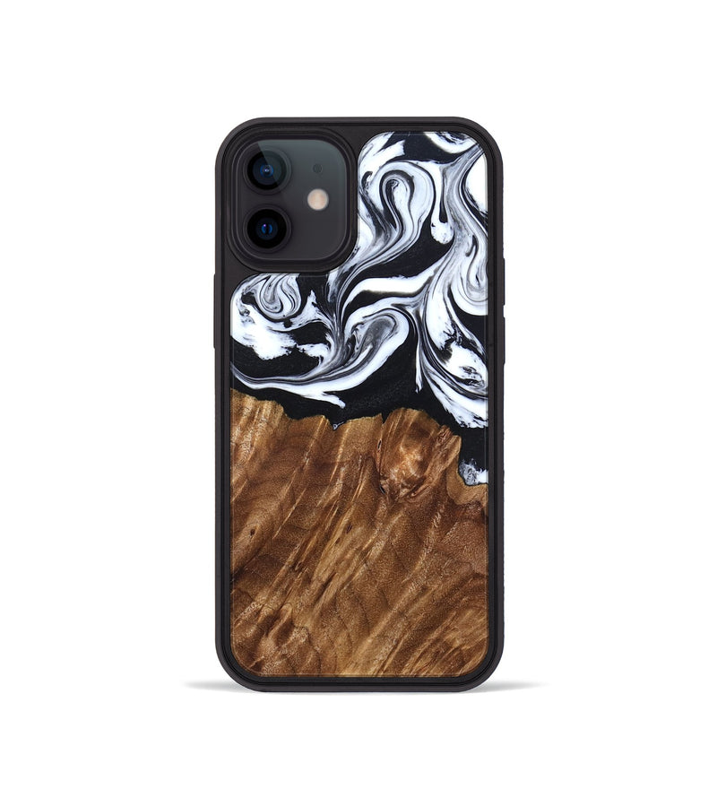 iPhone 12 mini Wood Phone Case - Alec (Black & White, 827624)