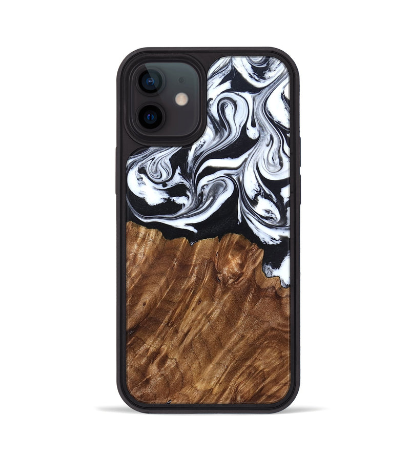 iPhone 12 Wood Phone Case - Alec (Black & White, 827624)