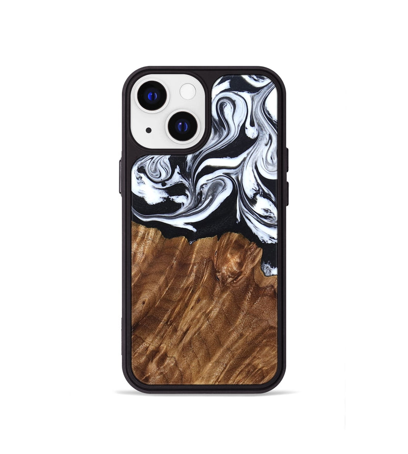 iPhone 13 mini Wood Phone Case - Alec (Black & White, 827624)