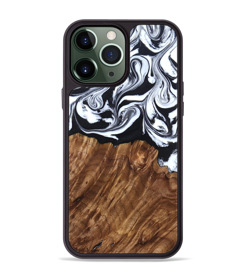 iPhone 13 Pro Max Wood Phone Case - Alec (Black & White, 827624)