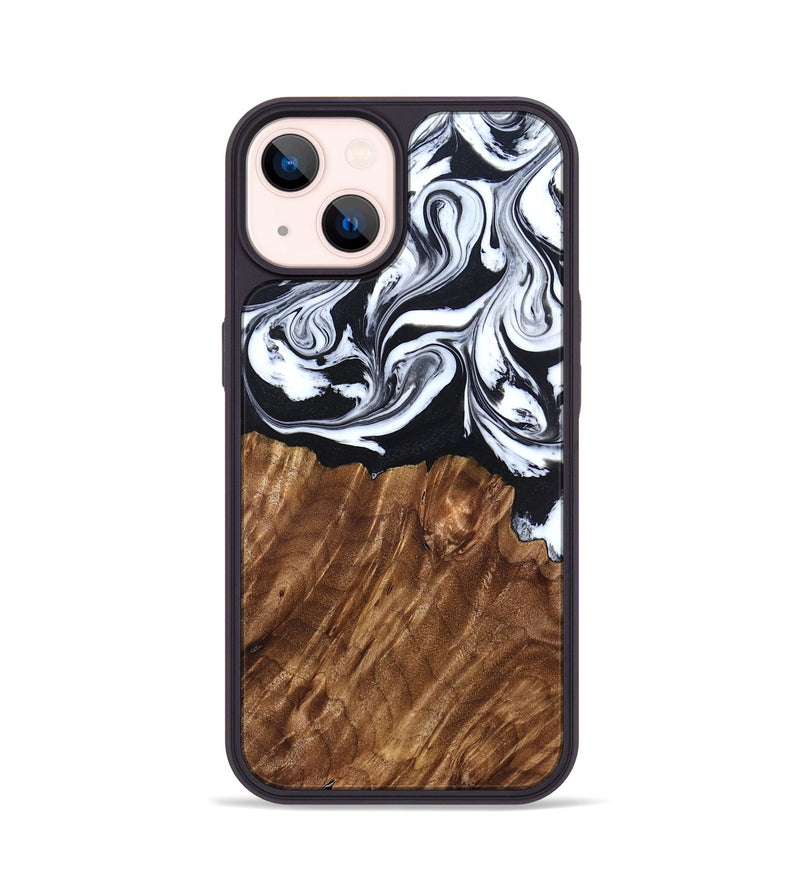 iPhone 14 Wood Phone Case - Alec (Black & White, 827624)