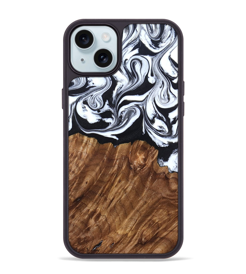 iPhone 15 Plus Wood Phone Case - Alec (Black & White, 827624)