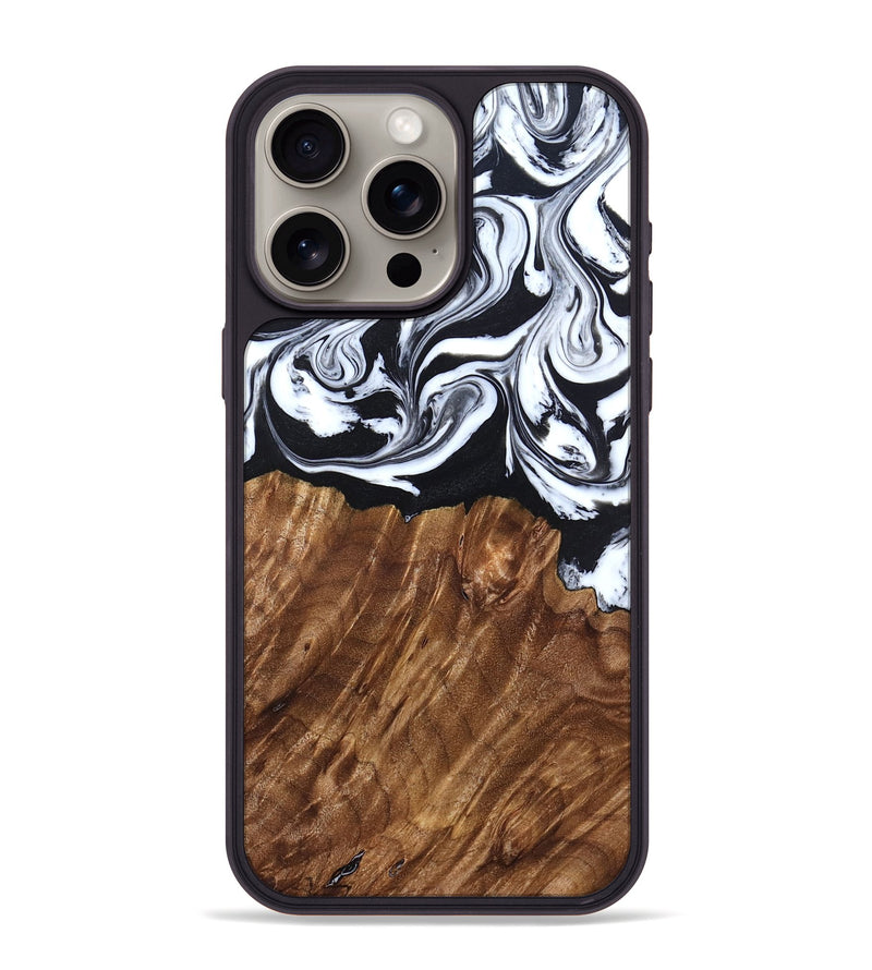 iPhone 15 Pro Max Wood Phone Case - Alec (Black & White, 827624)