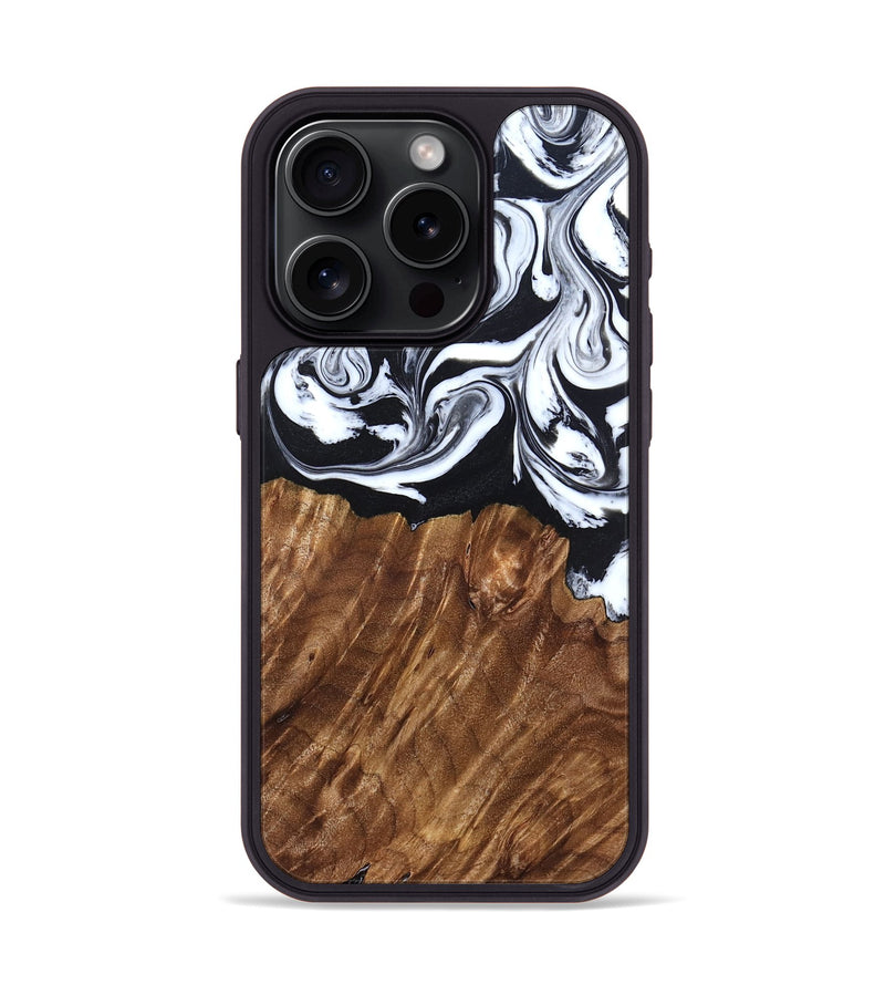 iPhone 15 Pro Wood Phone Case - Alec (Black & White, 827624)