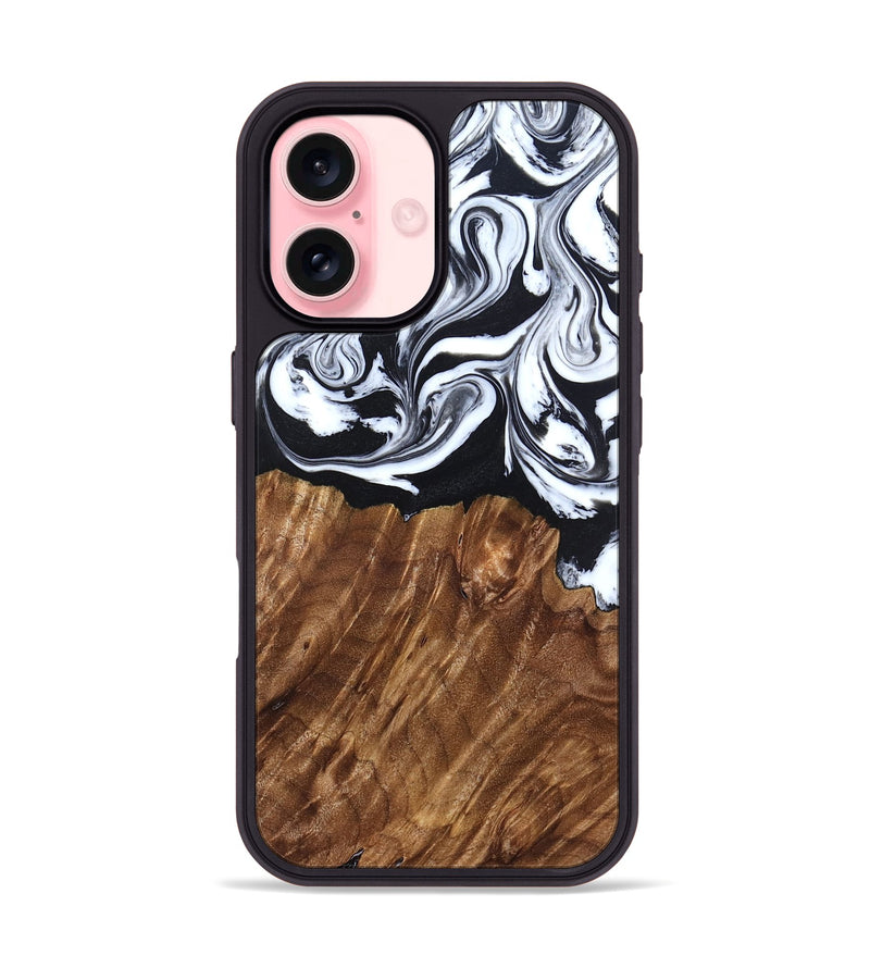 iPhone 16 Wood Phone Case - Alec (Black & White, 827624)