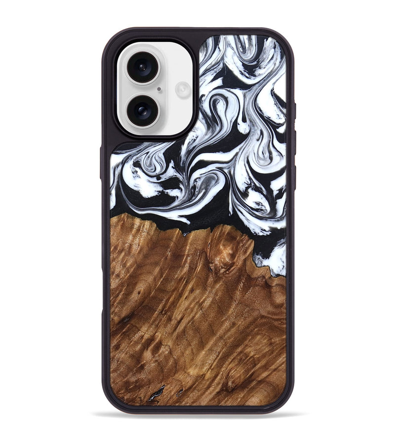 iPhone 16 Plus Wood Phone Case - Alec (Black & White, 827624)