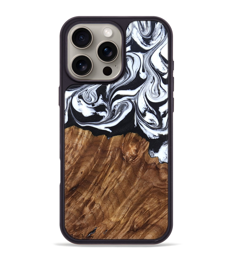 iPhone 16 Pro Max Wood Phone Case - Alec (Black & White, 827624)