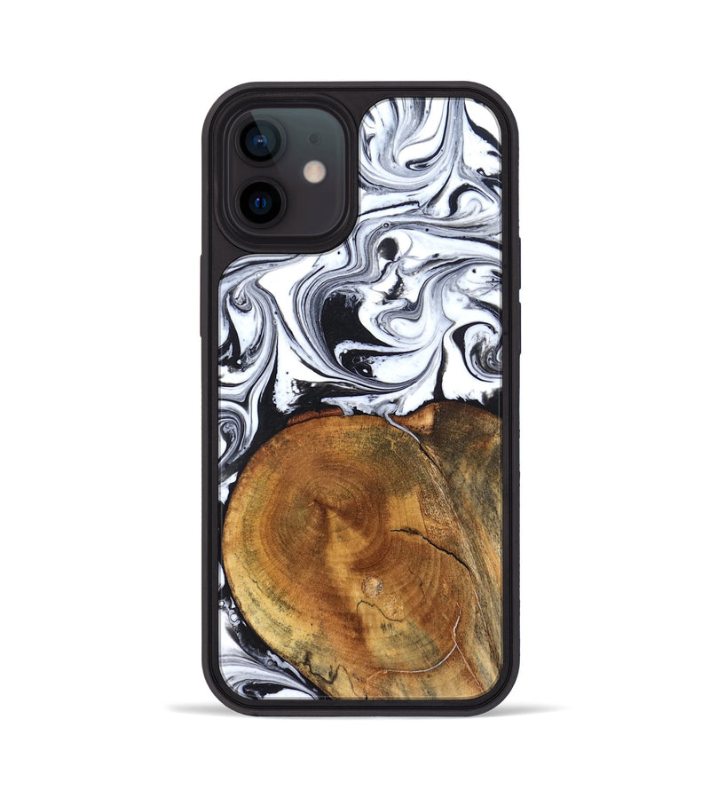 iPhone 12 Wood Phone Case - Indie (Black & White, 827625)