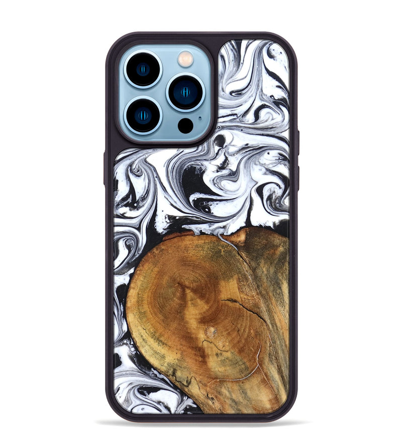 iPhone 14 Pro Max Wood Phone Case - Indie (Black & White, 827625)
