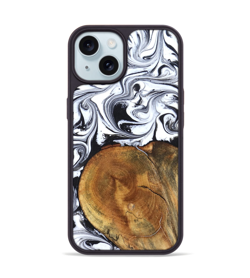 iPhone 15 Wood Phone Case - Indie (Black & White, 827625)