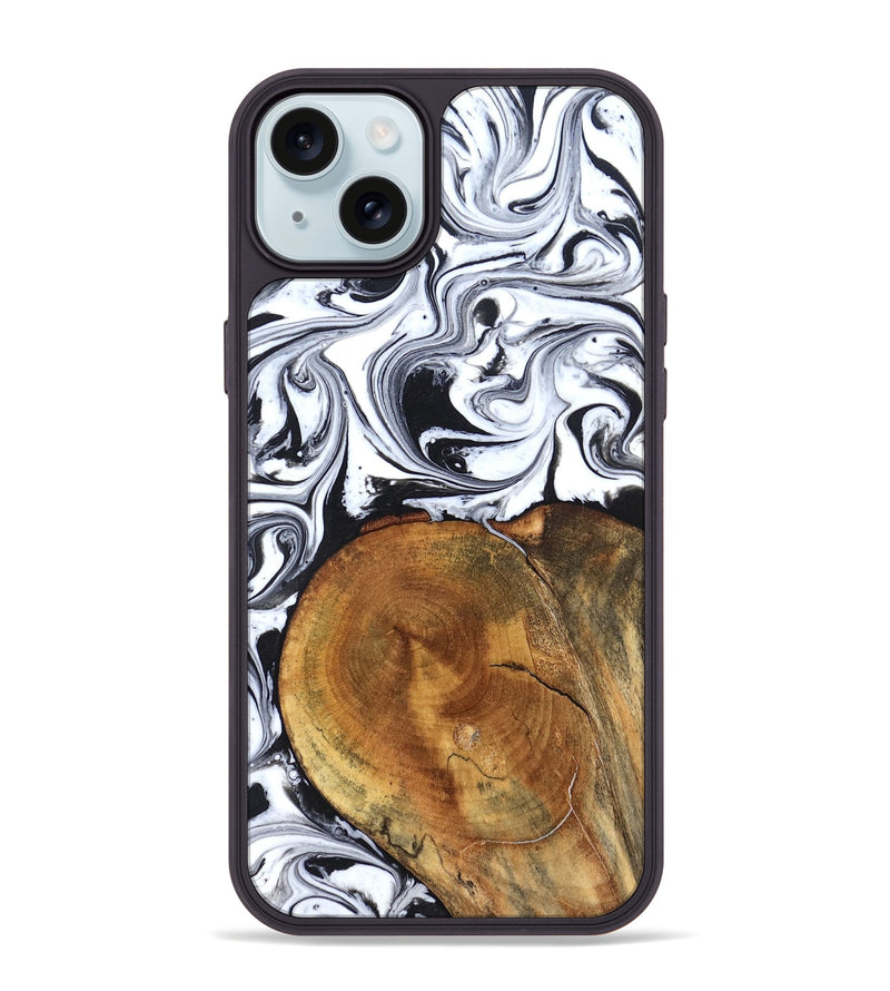 iPhone 15 Plus Wood Phone Case - Indie (Black & White, 827625)
