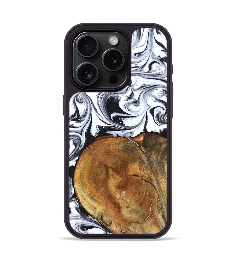 iPhone 15 Pro Wood Phone Case - Indie (Black & White, 827625)