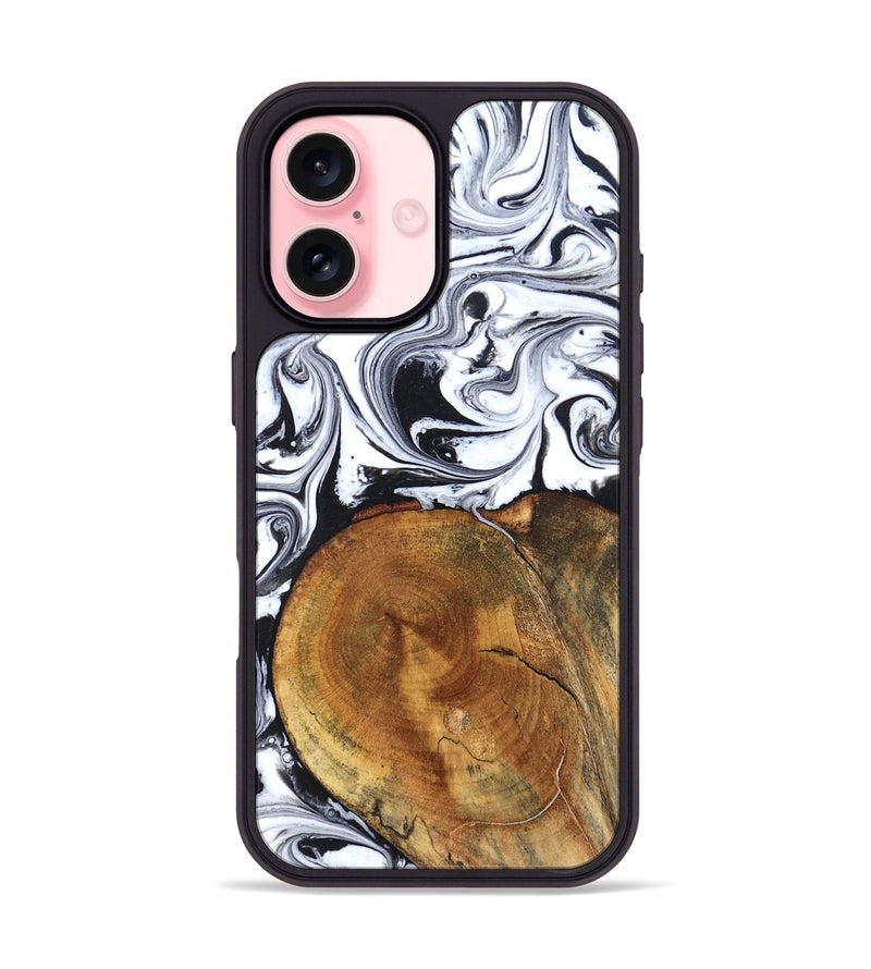 iPhone 16 Wood Phone Case - Indie (Black & White, 827625)