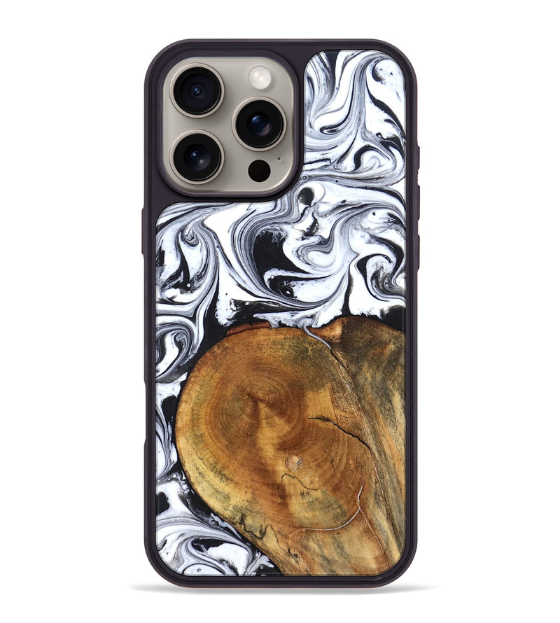 iPhone 16 Pro Max Wood Phone Case - Indie (Black & White, 827625)