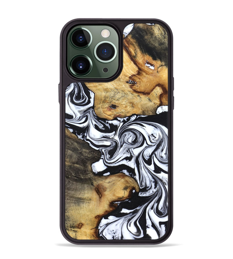 iPhone 13 Pro Max Wood Phone Case - Qiana (Black & White, 827626)