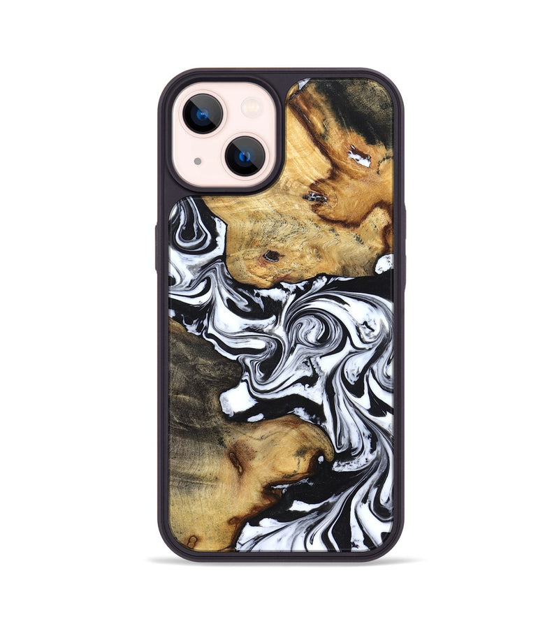 iPhone 14 Wood Phone Case - Qiana (Black & White, 827626)