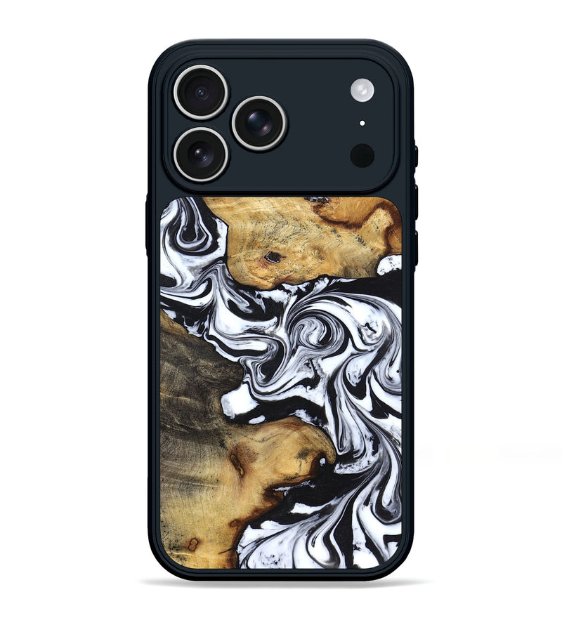 iPhone 17 Pro Max Wood Phone Case - Qiana (Black & White, 827626)