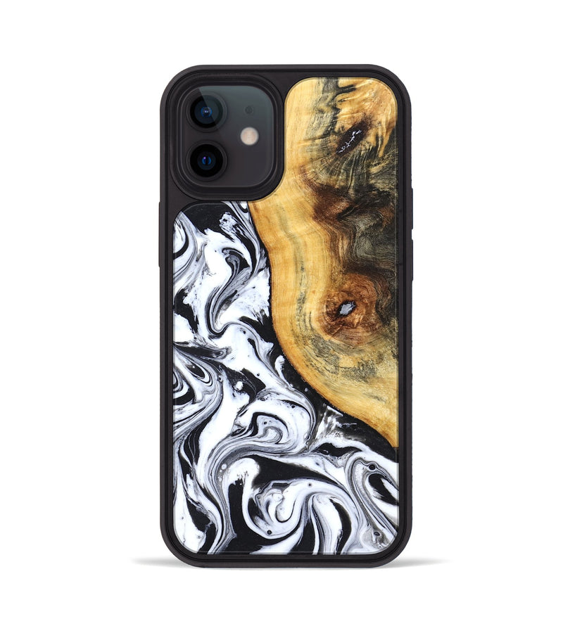 iPhone 12 Wood Phone Case - Ariyah (Black & White, 827627)