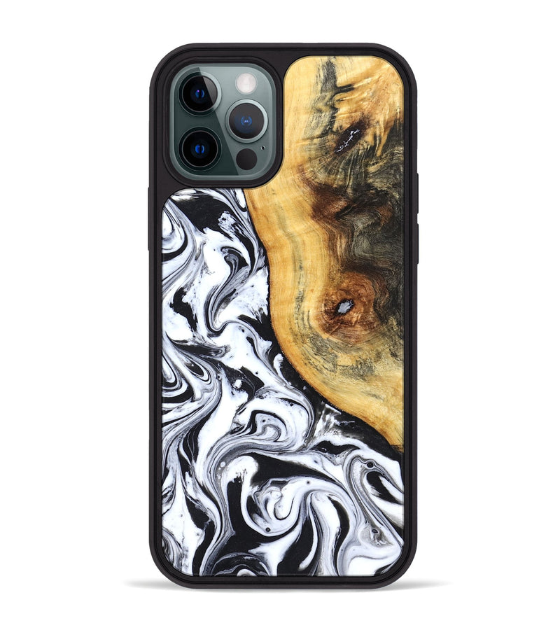 iPhone 12 Pro Max Wood Phone Case - Ariyah (Black & White, 827627)