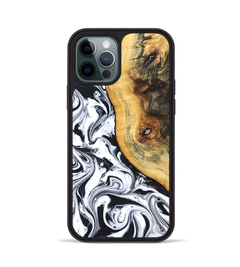 iPhone 12 Pro Wood Phone Case - Ariyah (Black & White, 827627)