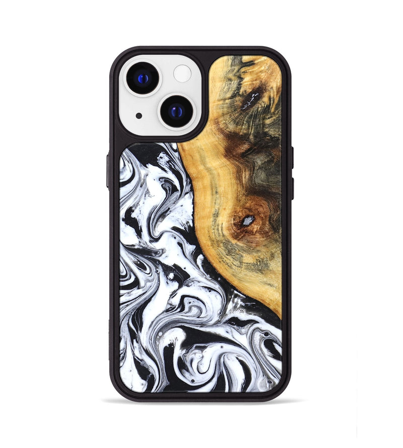 iPhone 13 Wood Phone Case - Ariyah (Black & White, 827627)