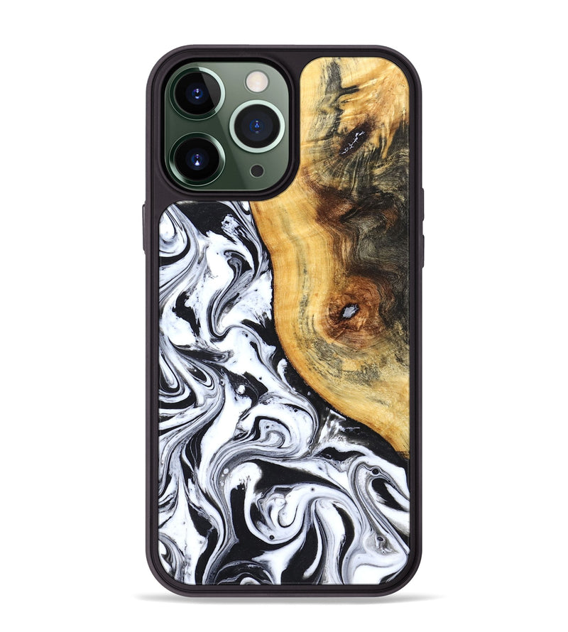 iPhone 13 Pro Max Wood Phone Case - Ariyah (Black & White, 827627)