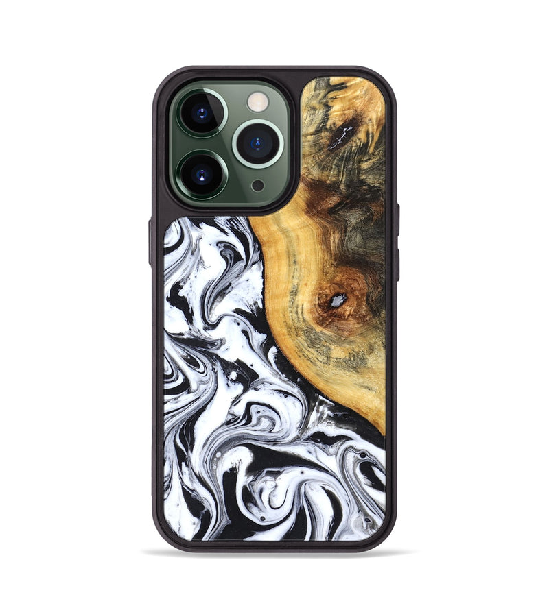 iPhone 13 Pro Wood Phone Case - Ariyah (Black & White, 827627)
