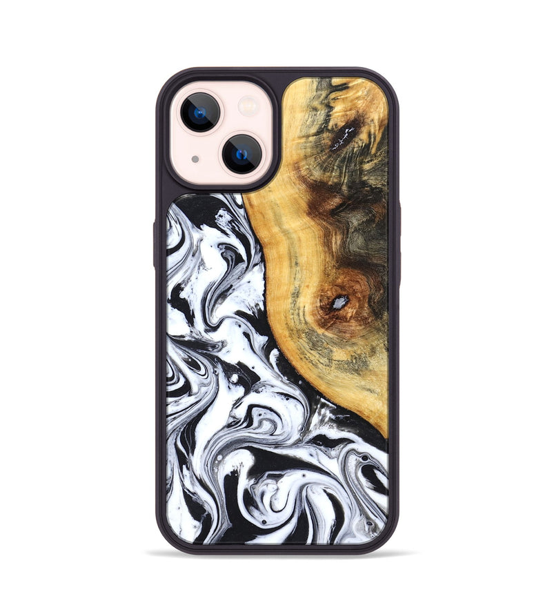 iPhone 14 Wood Phone Case - Ariyah (Black & White, 827627)