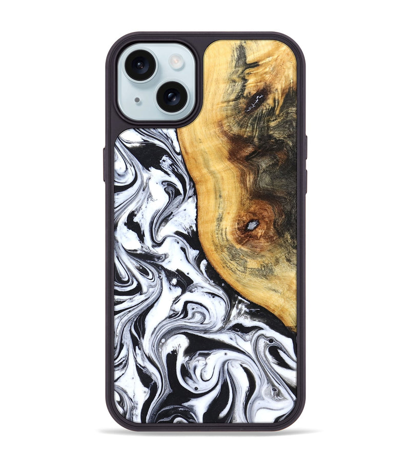 iPhone 15 Plus Wood Phone Case - Ariyah (Black & White, 827627)