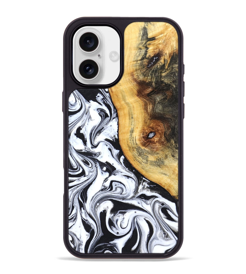 iPhone 16 Plus Wood Phone Case - Ariyah (Black & White, 827627)