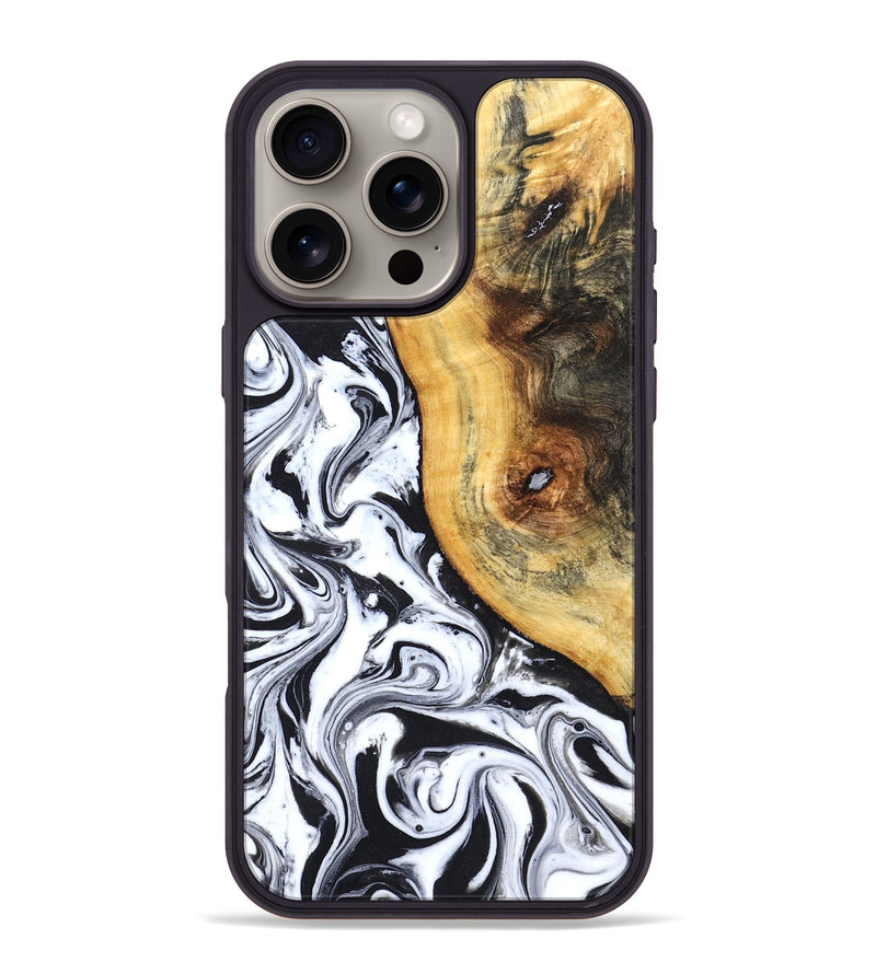iPhone 16 Pro Max Wood Phone Case - Ariyah (Black & White, 827627)
