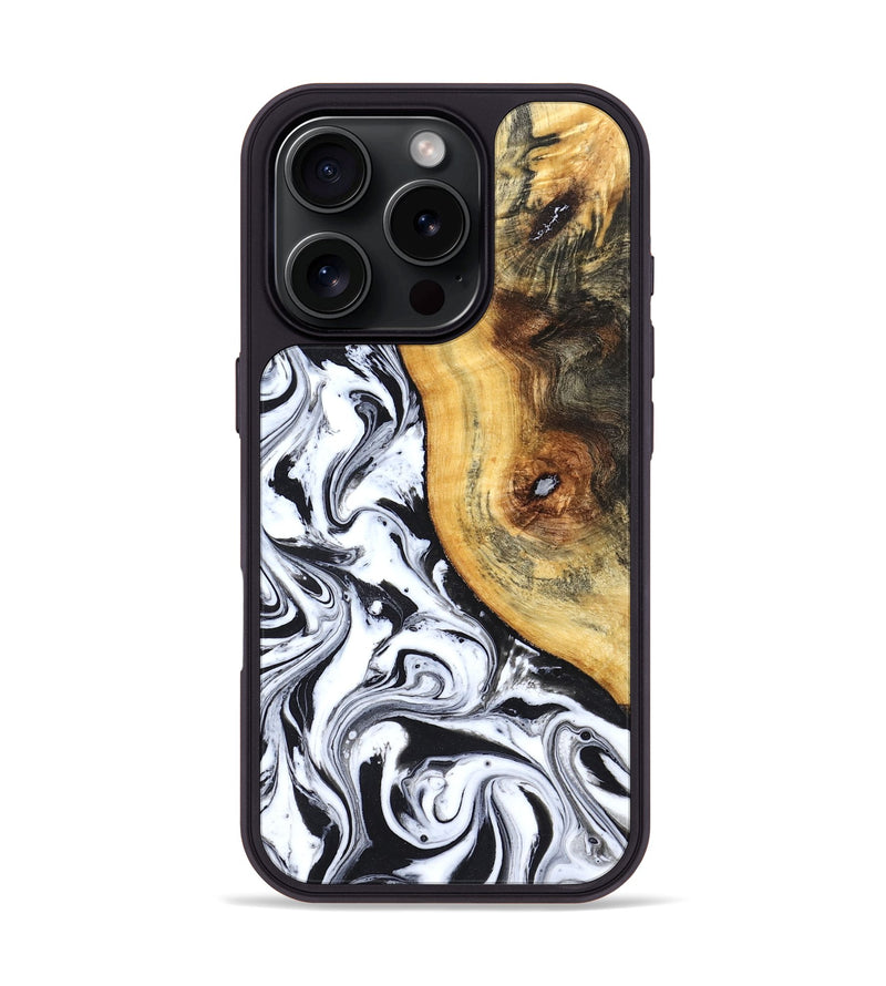 iPhone 16 Pro Wood Phone Case - Ariyah (Black & White, 827627)