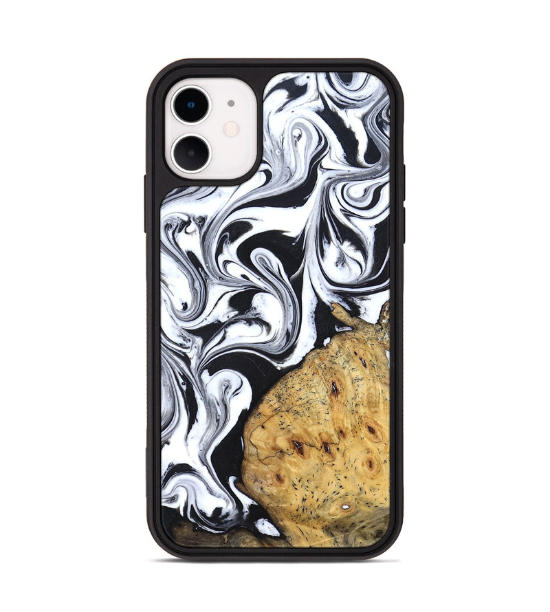 iPhone 11 Wood Phone Case - Shameka (Black & White, 827628)