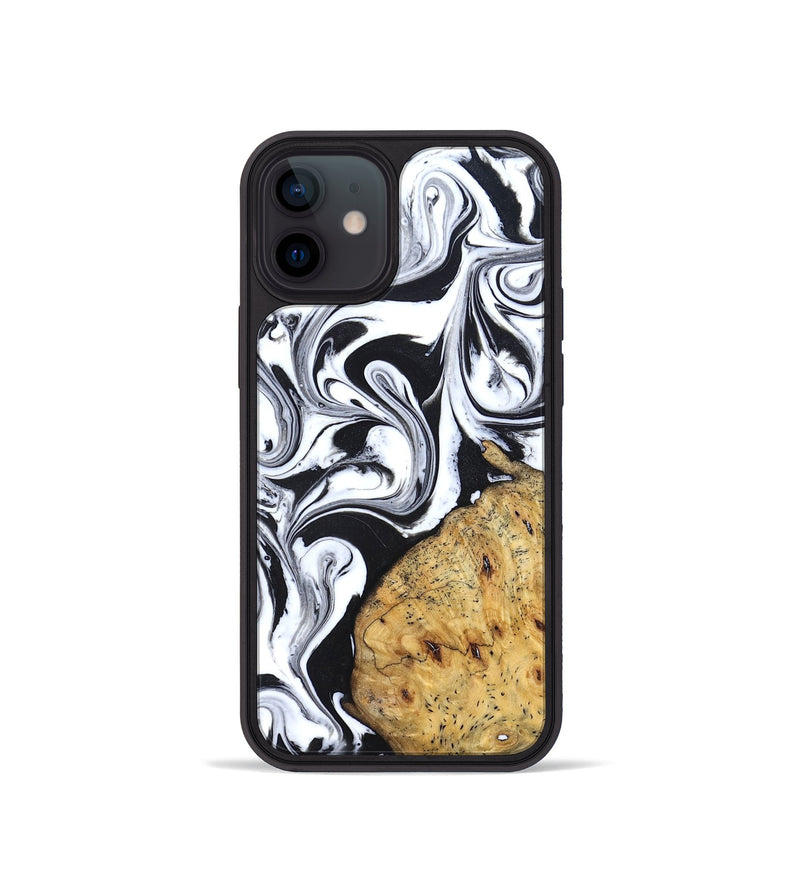 iPhone 12 mini Wood Phone Case - Shameka (Black & White, 827628)