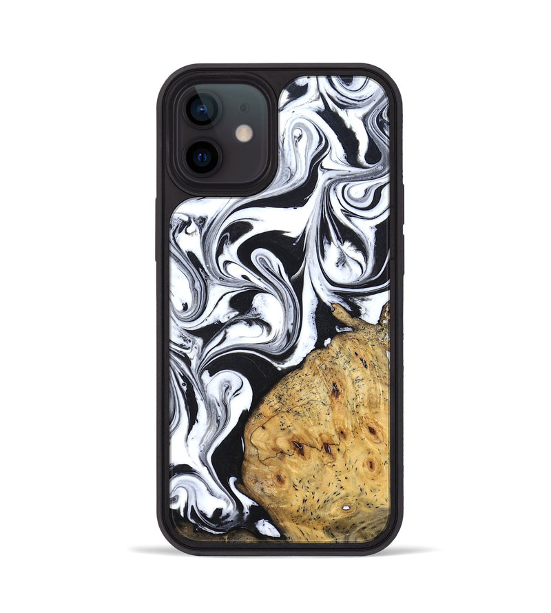 iPhone 12 Wood Phone Case - Shameka (Black & White, 827628)