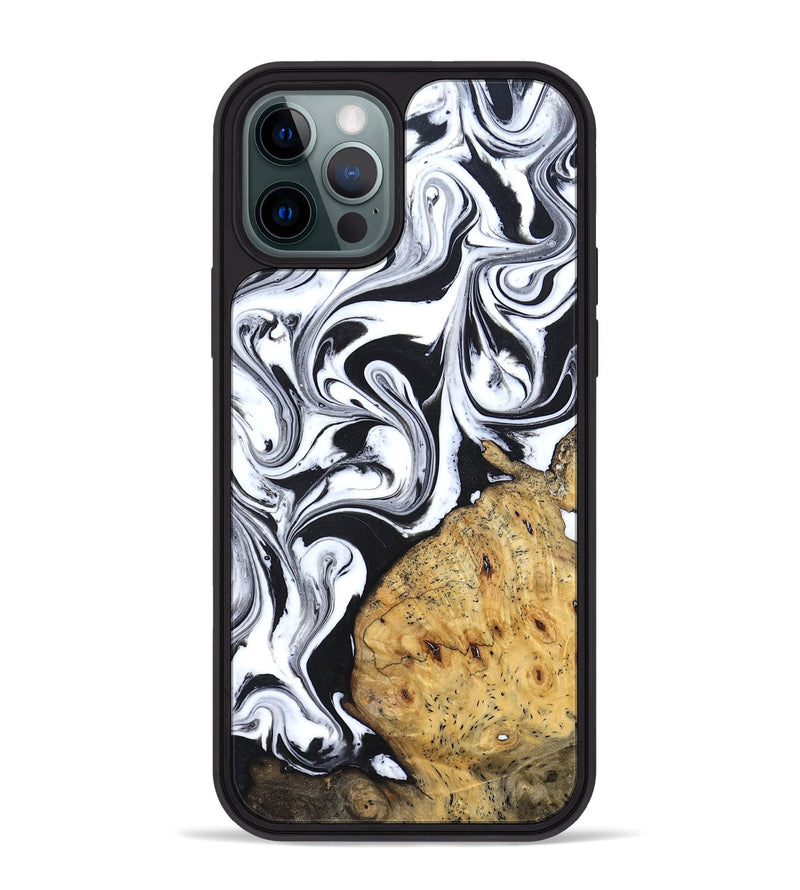 iPhone 12 Pro Max Wood Phone Case - Shameka (Black & White, 827628)