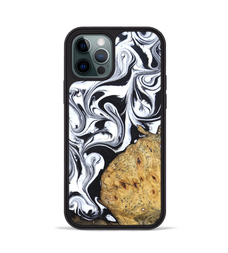 iPhone 12 Pro Wood Phone Case - Shameka (Black & White, 827628)