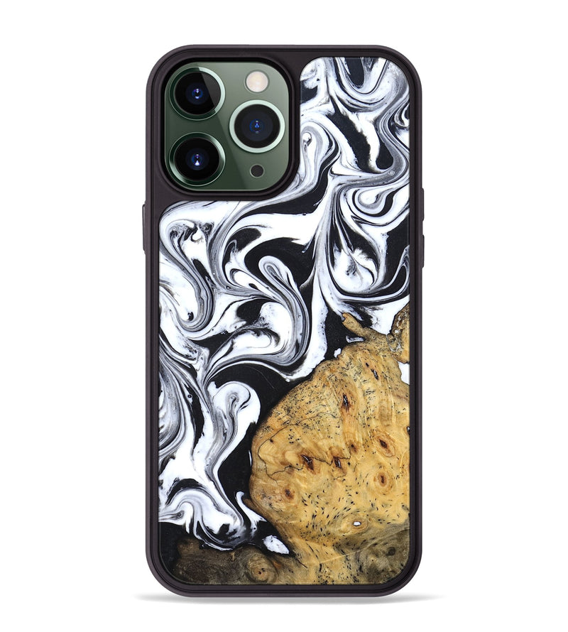 iPhone 13 Pro Max Wood Phone Case - Shameka (Black & White, 827628)